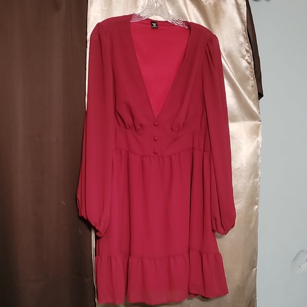 SHEIN Red Ruched Tie Front Cocktail Dress